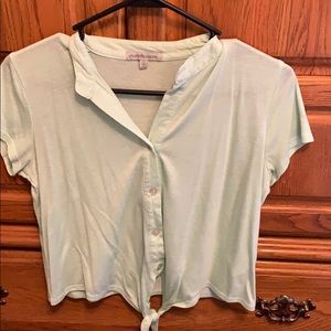 Light blue button up crop top